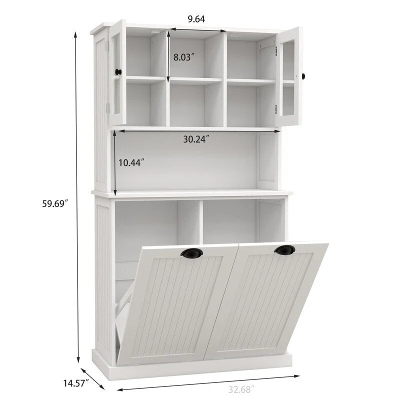 Two-Compartment Tilt-Out Dirty Laundry Basket Tall Bathroom Cabinet