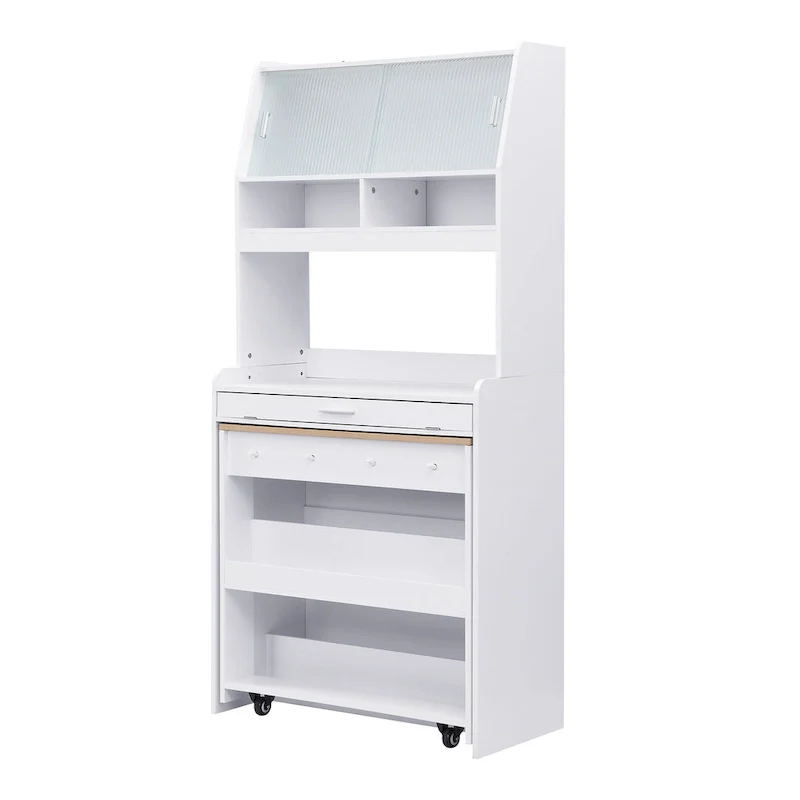 Cupboard Buffet with Hutch & Foldable Dining Table