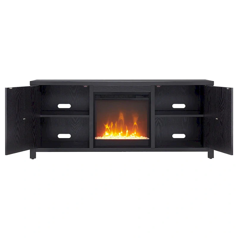 TV Stand with Electric Fireplace - Gray/Black/Brown, 58