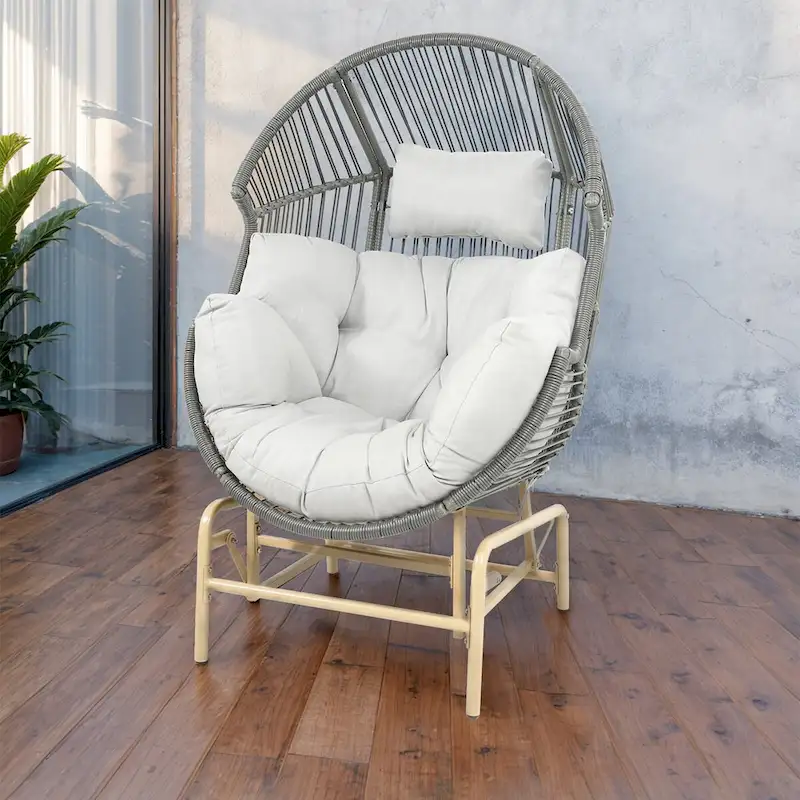 Patio Glider Egg Chair Rocking Egg Chair - Dark Grey