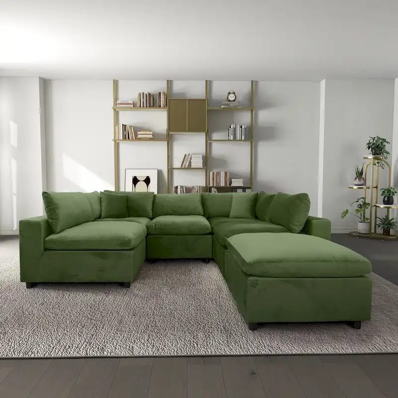 Yannie Mid-Century Modern Modular Sectional Velvet Sofa