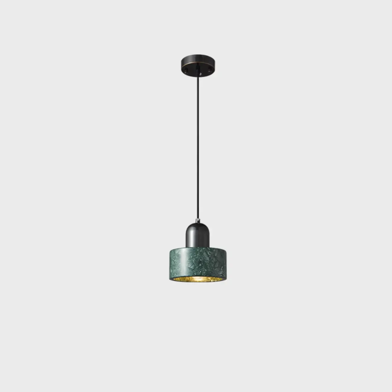 Modern Green Stone Cylinder Black Hanging Pendant Light
