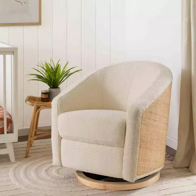 Swivel Glider Chair with 360° Rotation, Upholstered Seat, 30.5