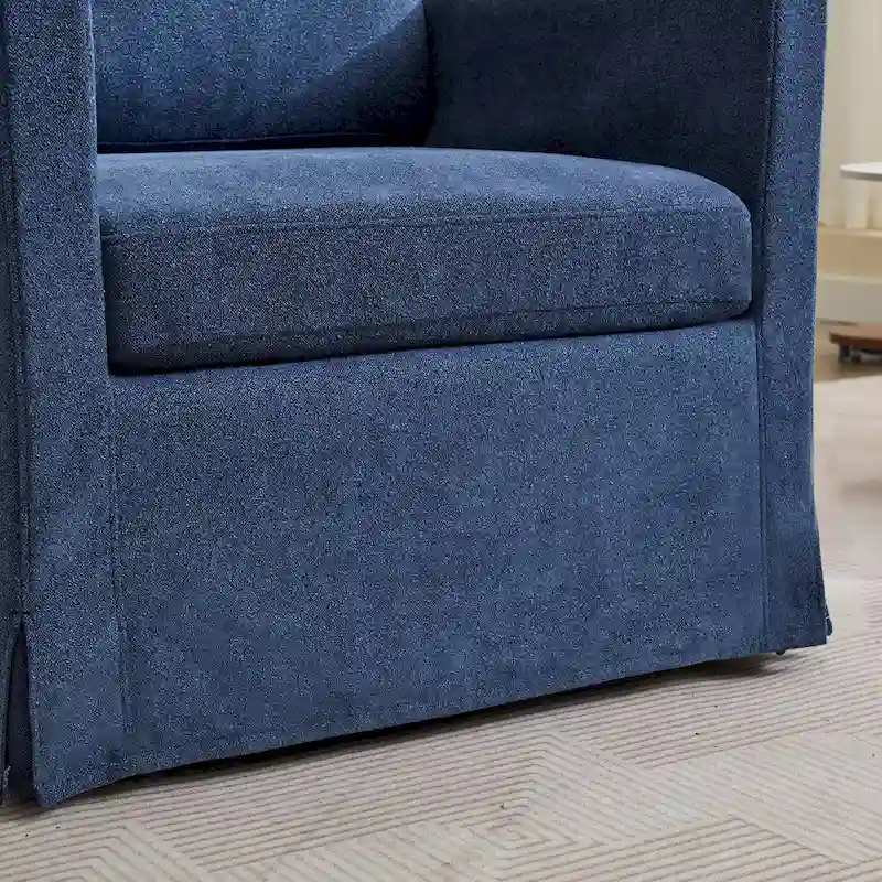 Modern 29.92 Chenille 360 Swivel Accent Chair with Solid Wood Frame and Removable Back Cushion