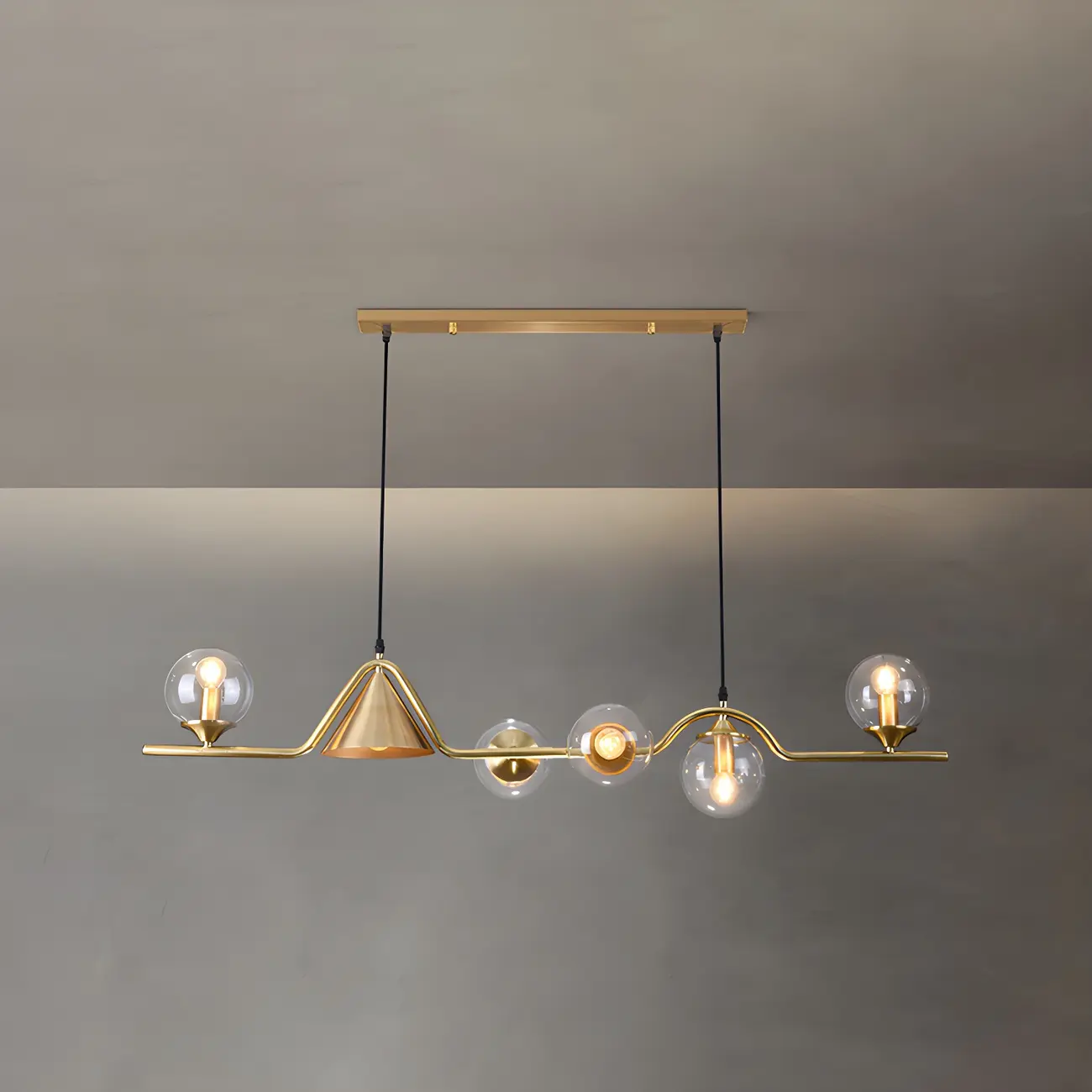 Kitchen Modern Gold Glass Globe Island Chandelier