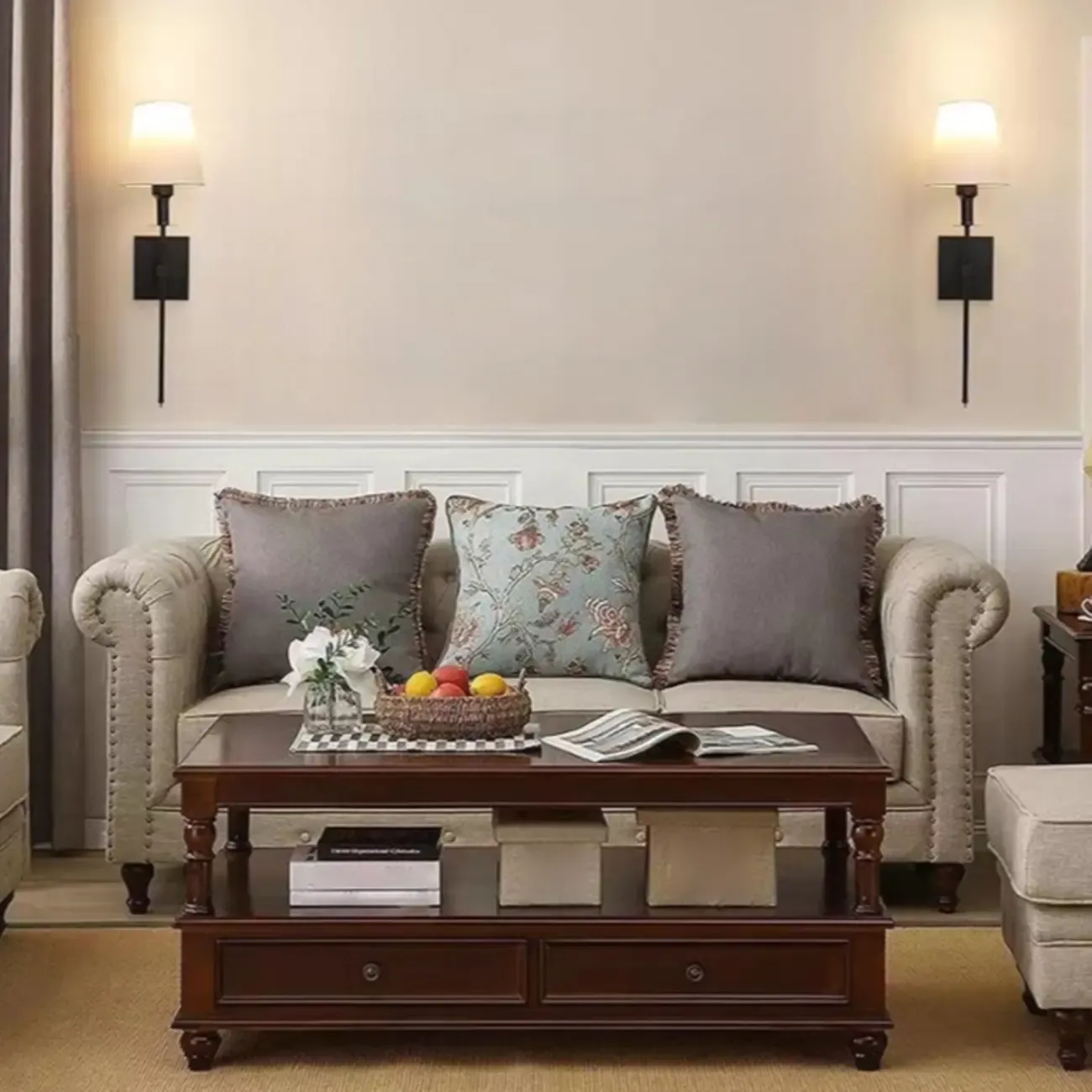 Modern Metal Fixture Fabric Shade Wall Sconce