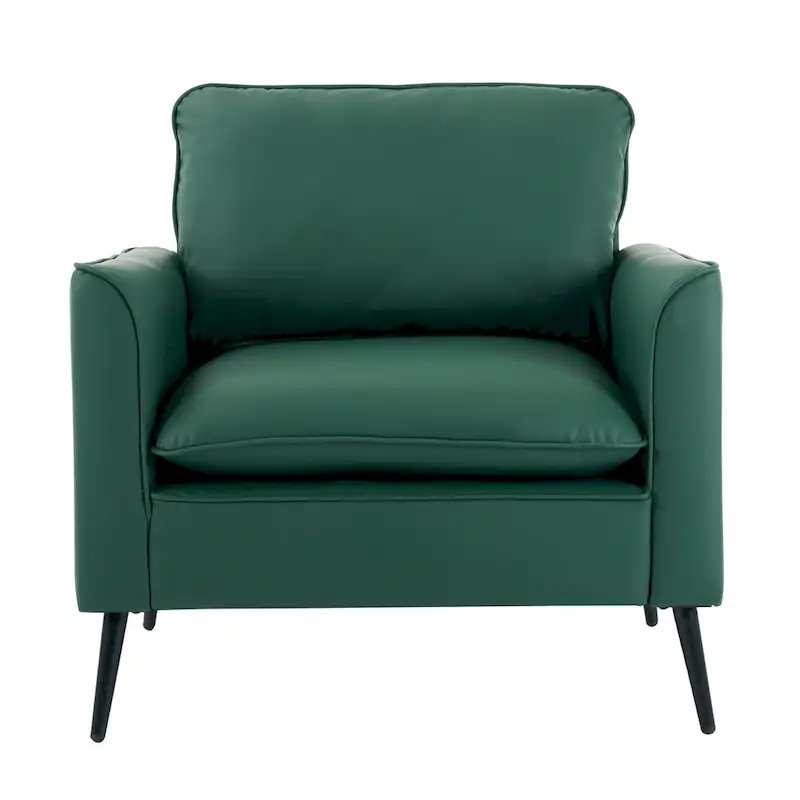 Green Modern Upholstered Accent Chair with Waist Pillows