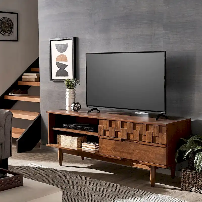 Kieran Mid-Century Wood 2-Drawer TV Stand by iNSPIRE Q Modern - 59-Inch