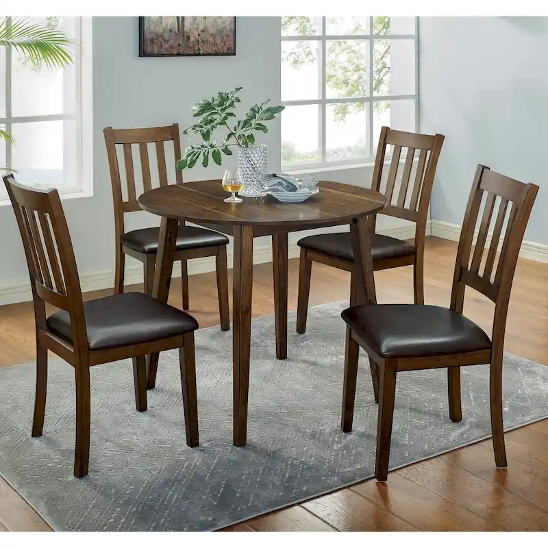 Transitional Walnut 5-Piece Dining Table Set