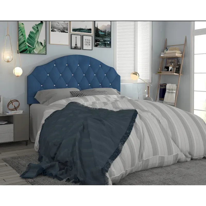 Velvet Diamond Tufted Headboard, Blue/Black/Pink/Silver Grey, Twin/Full/Queen/King, 1-Person