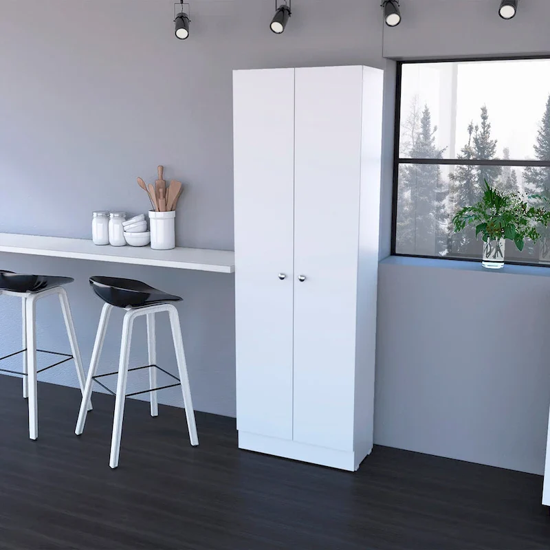 White / Black / Oak Freestanding Storage Cabinet with 10 Shelves