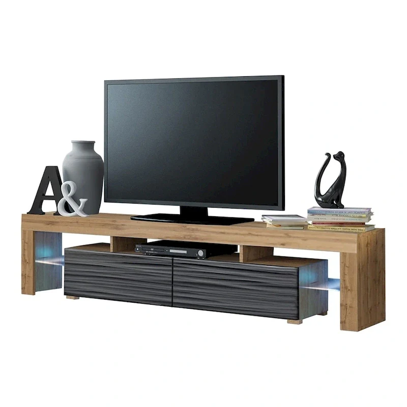 White 79-Inch TV Stand with LED Lights