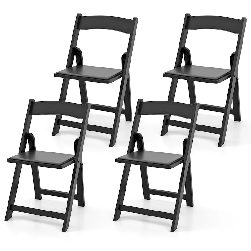 Gymax Set of 4 Dining Chairs w/ Rubber Wood Legs & Padded Seat for