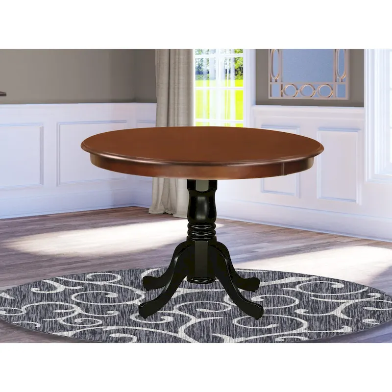 East West Furniture Hartland Kitchen Table - a Round Dining Table Top with Pedestal Base(Finish Options)
