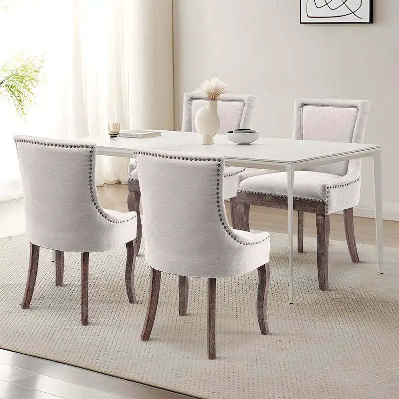 Traditional Tufted Ultra Upholstered Wingback Dining Chair Set of 4