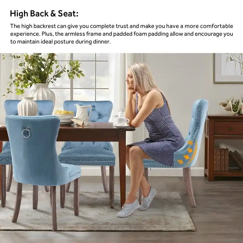 Solid Wood Velvet Upholstered Dining Chair