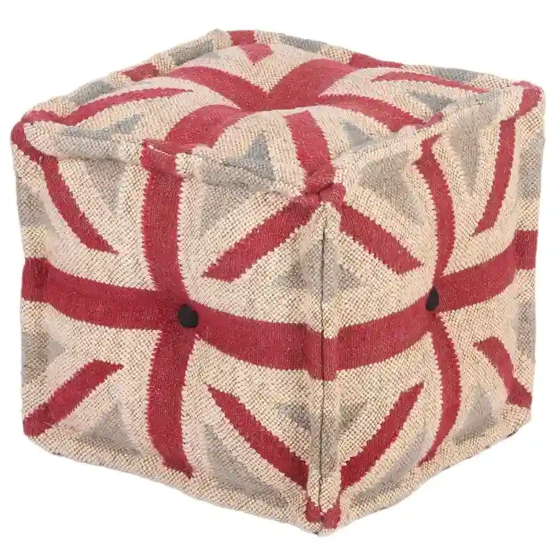 Handmade Indo Upholstered Pouf