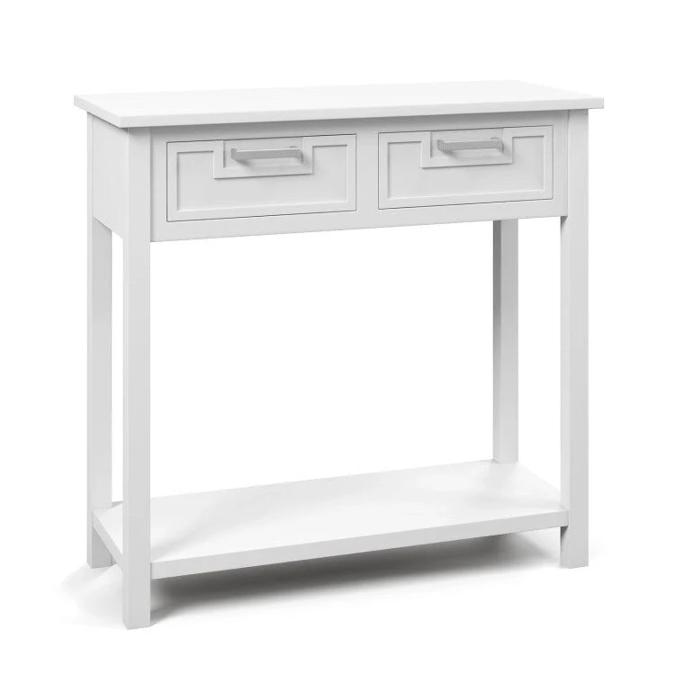 Narrow Console Table with 2 Drawers and Open Shelf, 31.5
