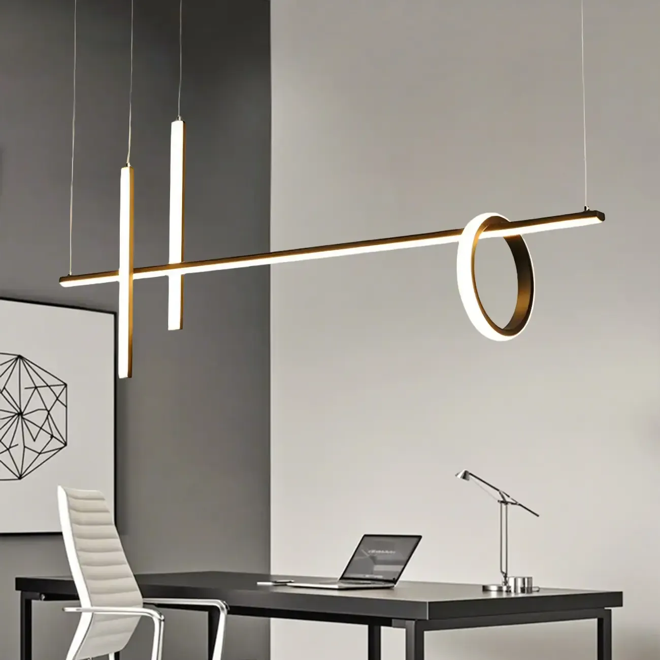 Modern Black LED Linear Kitchen Island Pendant Light