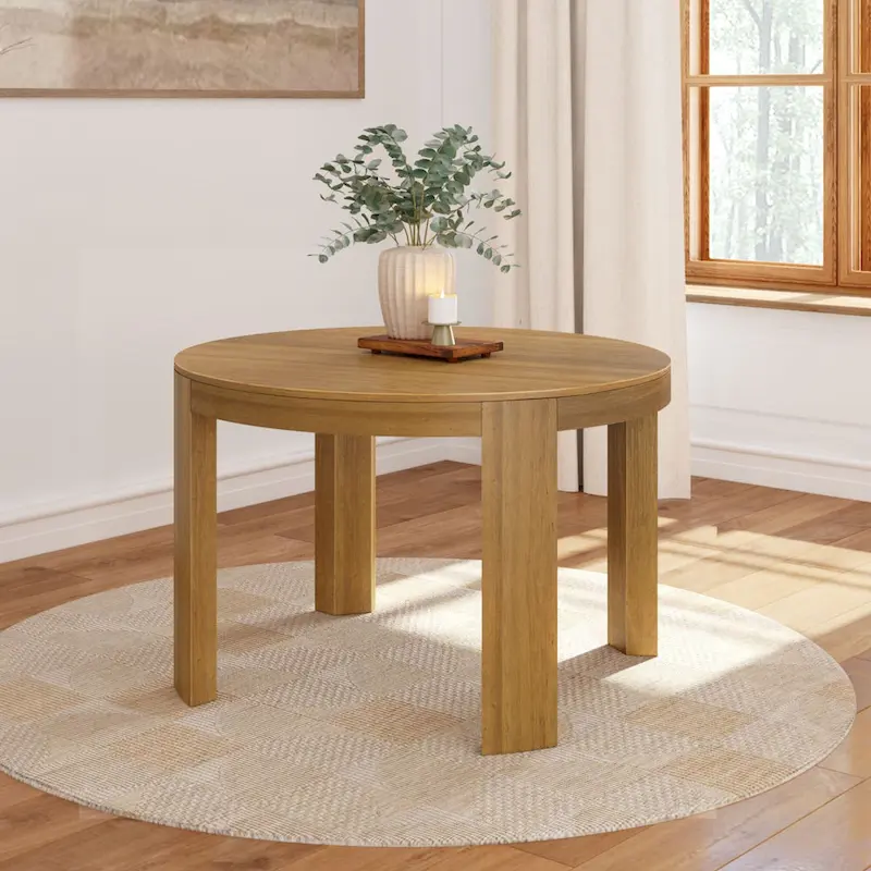 Plank and Beam Contour Solid Wood Round Dining Table - 47