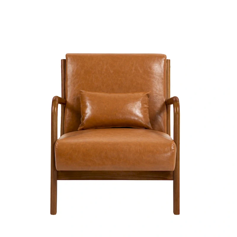 Mid-Century Modern Upholstered Accent Chair with Wood Frame