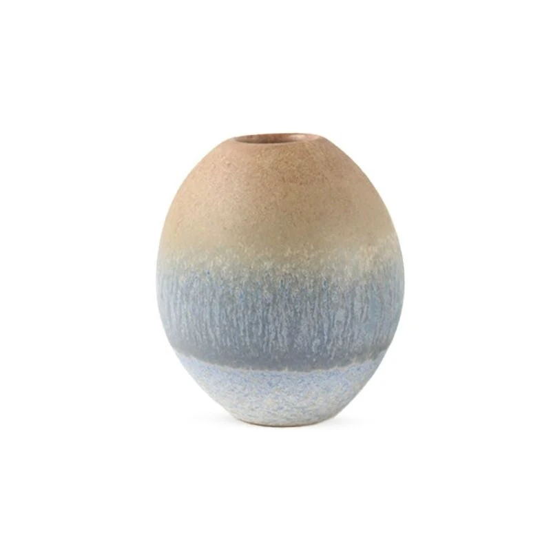 Set of Two Ombre Beachy Ceramic Oval Vases