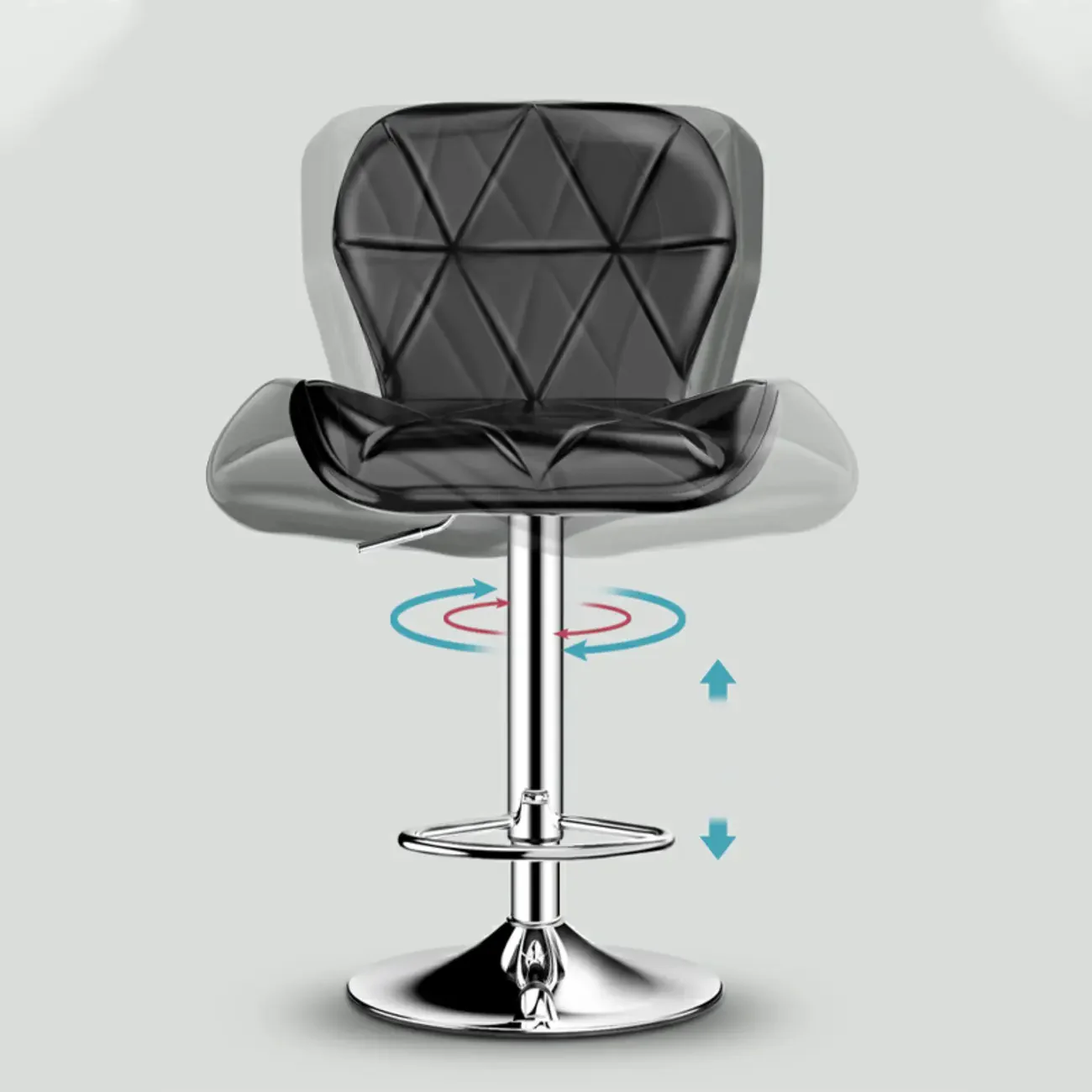 Square Adjustable Swivel Leather Bar Stools with Back