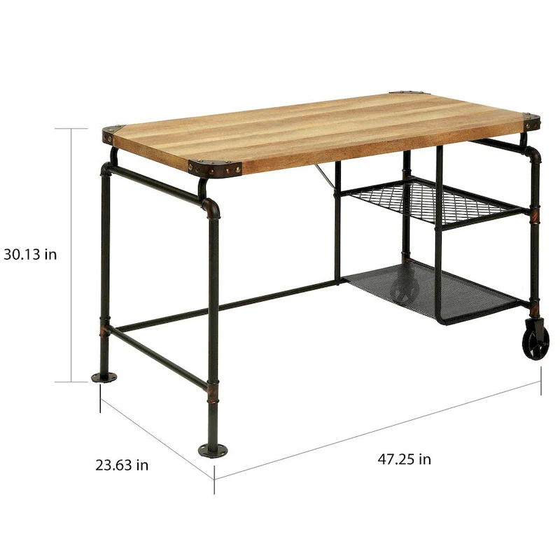 Wini Industrial Black 47-inch Metal Computer Desk by Furniture of America