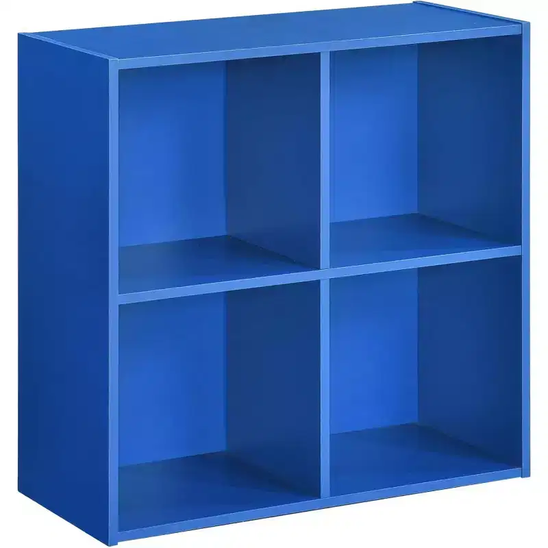 Kings Brand Furniture George 4-Cube Storage Organizer With Stylish Square Wood Shelves For Bedroom, Cozy Nursery, Or Modern School