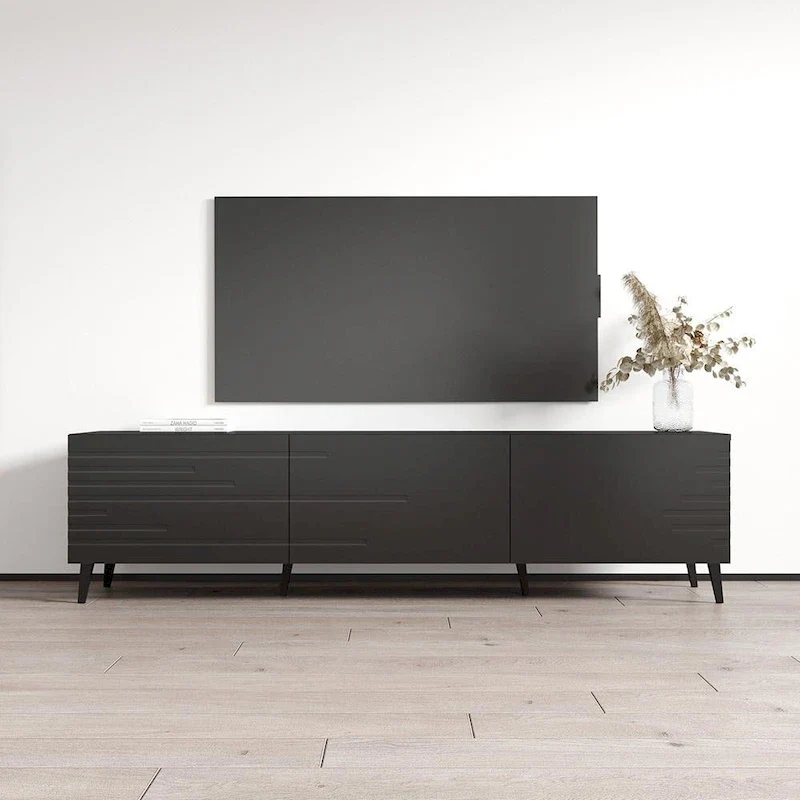 Black / White Modern Matte TV Stand – Single