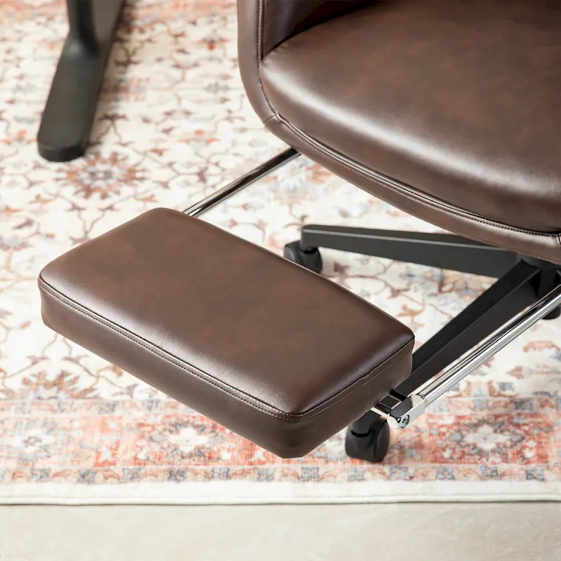 Glitzhome Adjustable Reclining Swivel High Back Home Office Chair with Footrest and Armrest