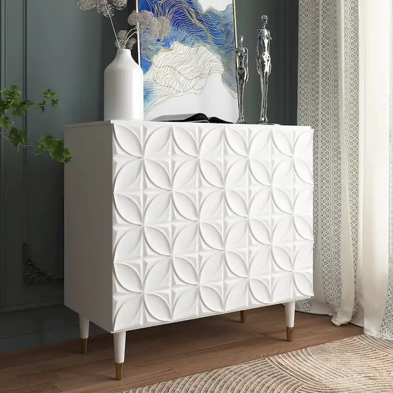 2 Door Sideboard Glossy Locker Media Storage Accent Cabinet