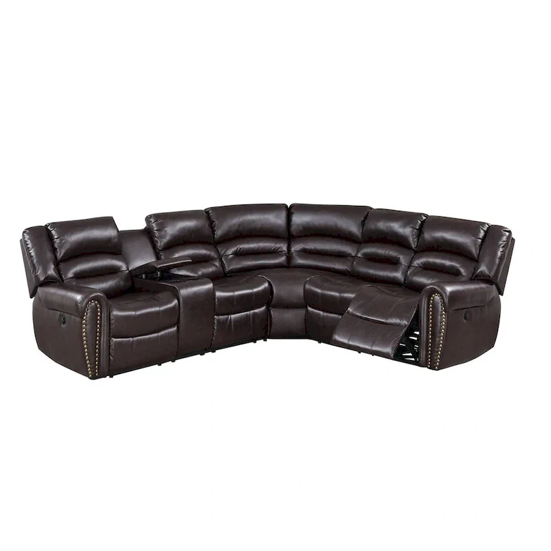 Brown Reversible Power Reclining Sectional Sofa, 3-Seat