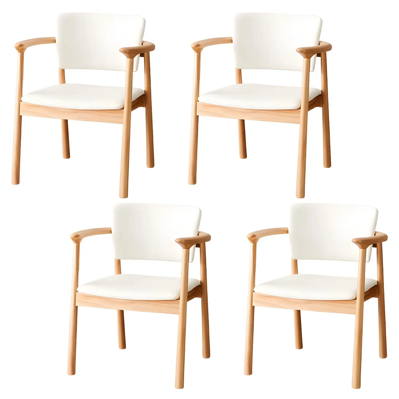 Modern Upholstered Rubberwood Arm Dining Chair Set of 2