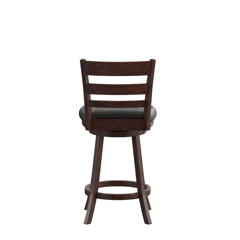 Ladderback Wooden Counter Height Stool with Upholstered Seat