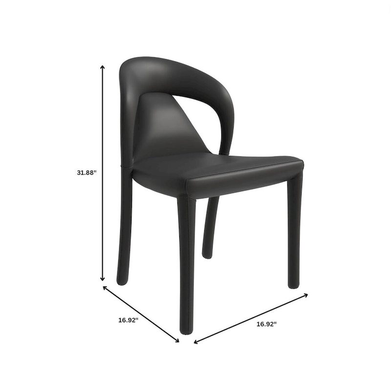 Solace Modern Dining Chair in Upholstered Leather with Steel Frame & Legs by LeisureMod