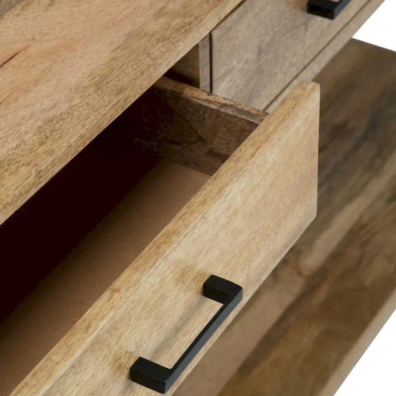 WYNDENHALL Lawson SOLID MANGO WOOD and Metal 54 inch Wide Modern Industrial Console Sofa Table in Natural - 55 W x 16 D x 32 H