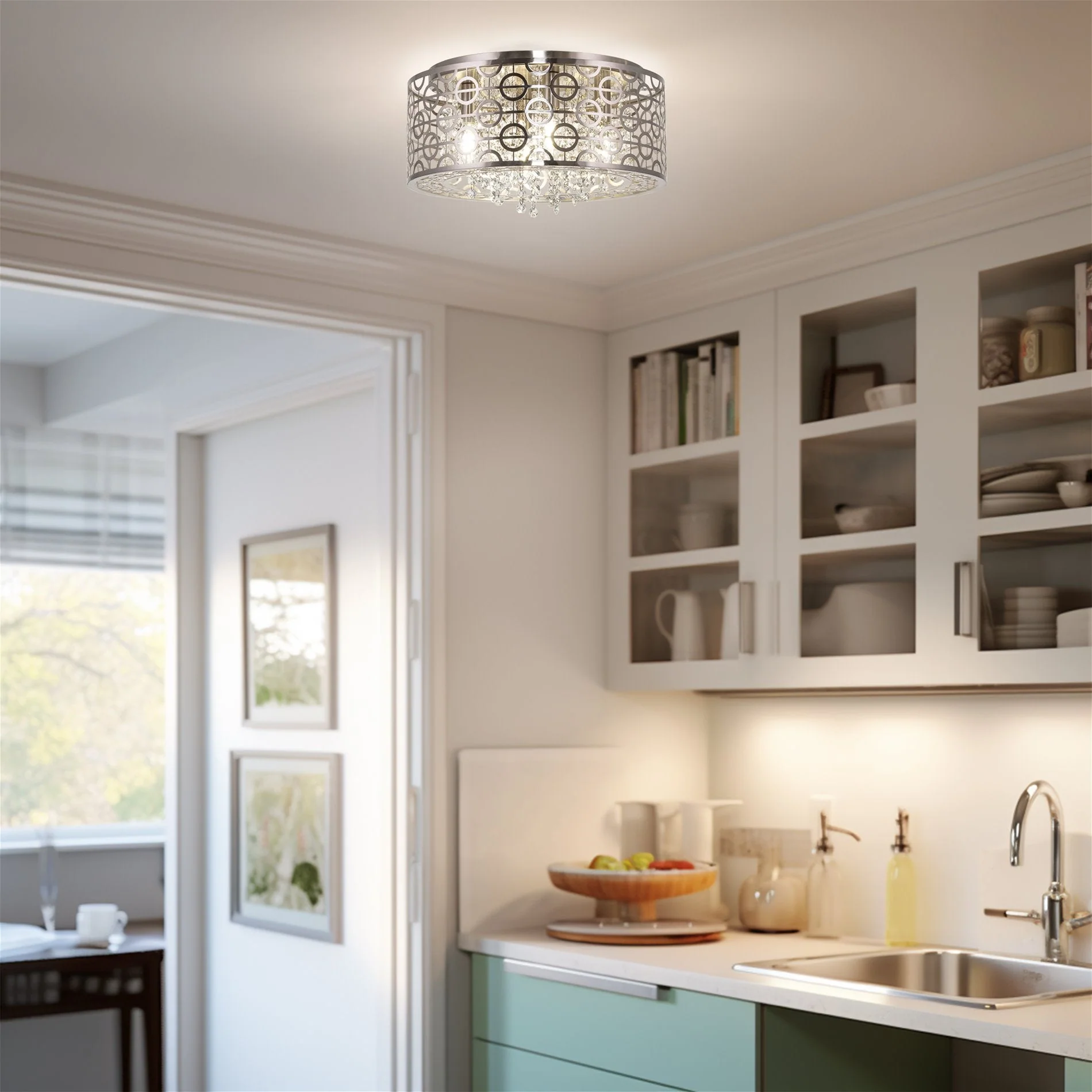 Brielle 15 Modern Chic 4-Light Crystal Flush Mount Chandelier