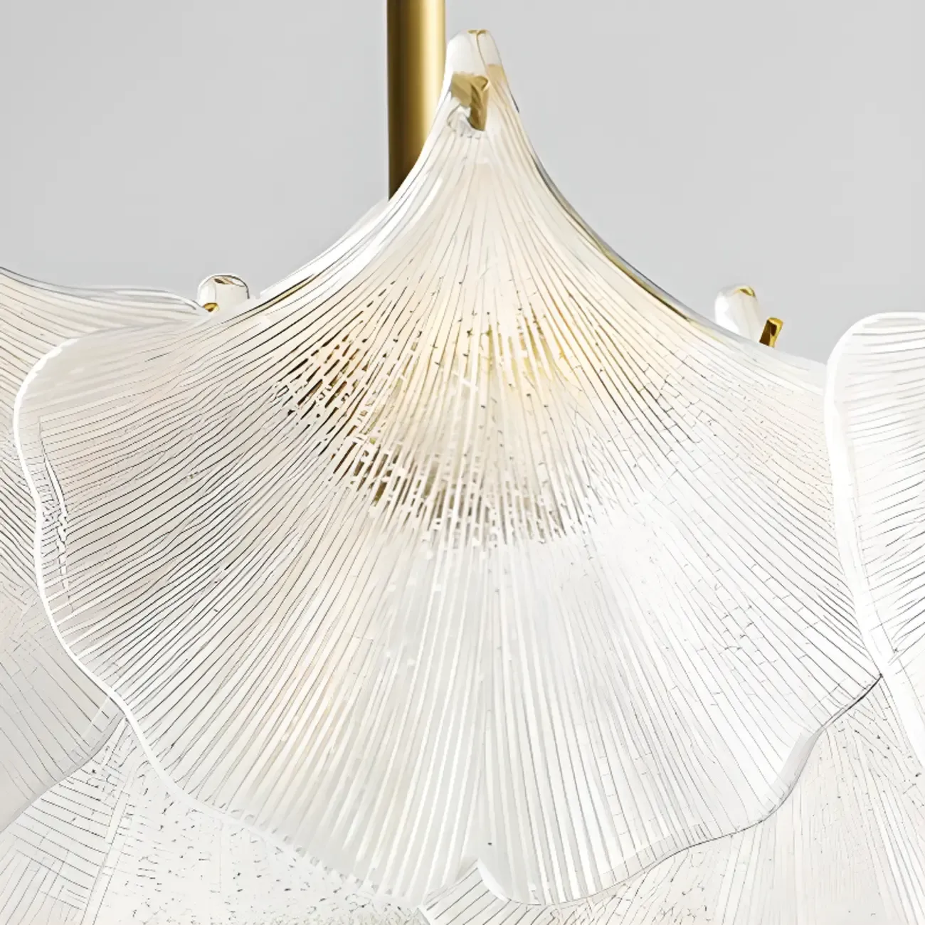 Elegant Gold Glass Leaf Semi Flush Mount Ceiling Light