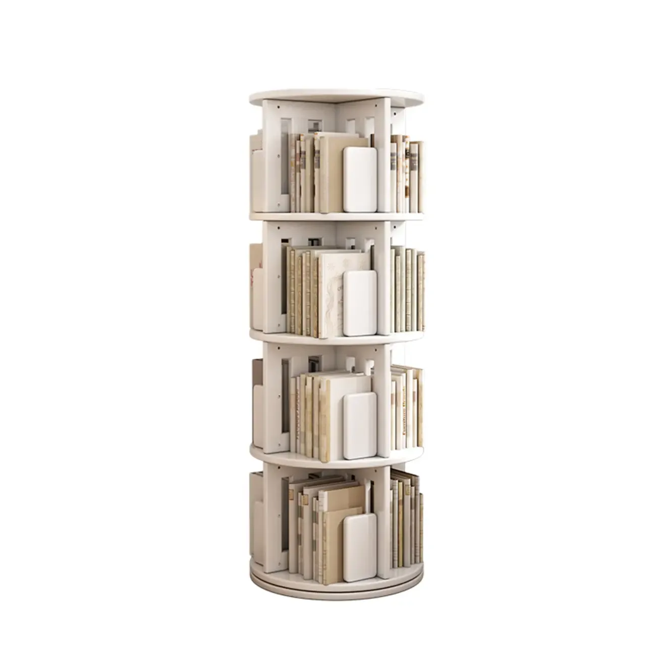 Medium Rotatable Nut-brown Wooden Vertical Bookcase