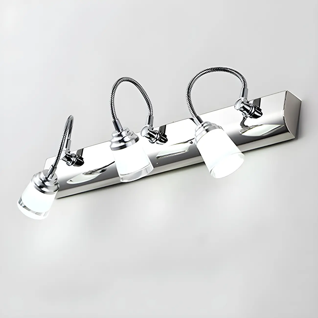 Modern Chrome LED Bathroom Vanity Light with White Shade
