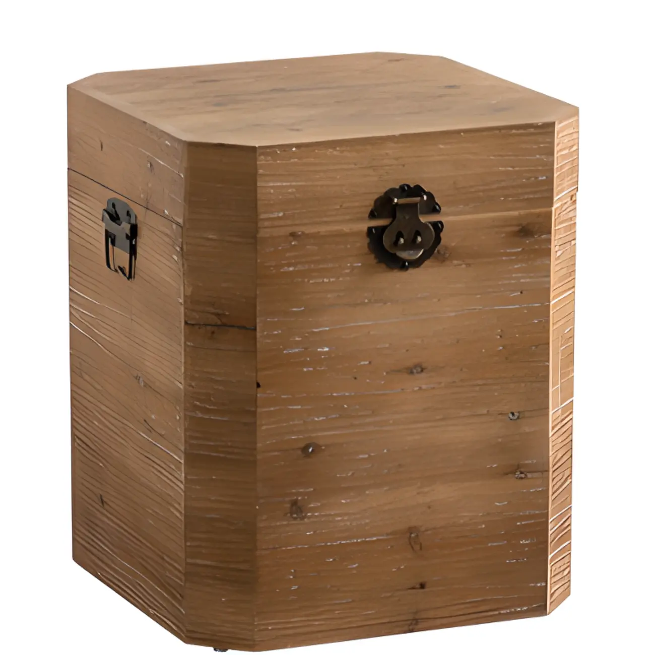 Natural Finish Square Rustic Wood End Table