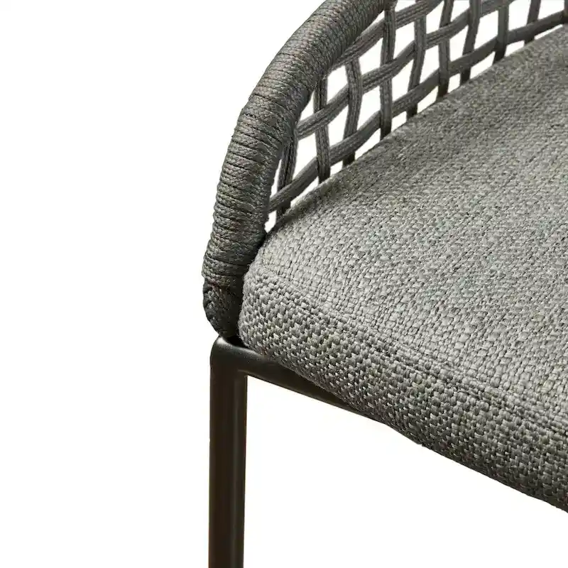 Natural/Dark Gray Woven Rope Back Counter Stool, 1-Person