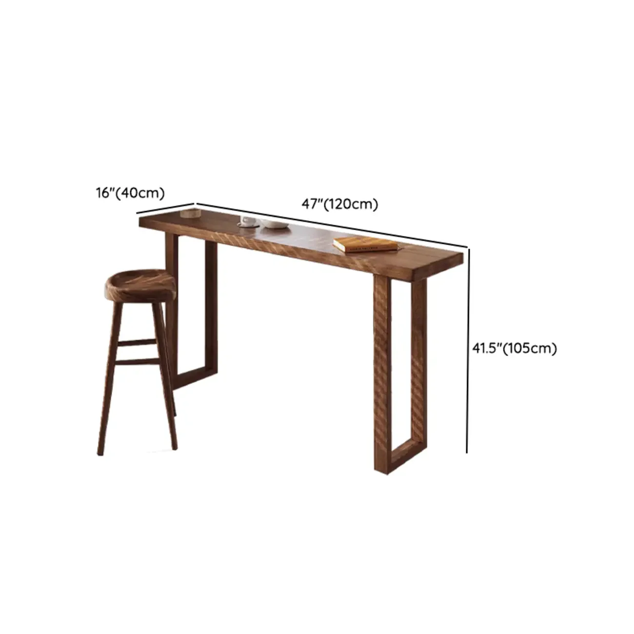 Wooden Backless Bar Set with Footrests & Sled Base