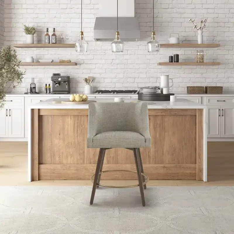 Beige Multi & Grey Tweed Swivel Counter Stool, Seats 1