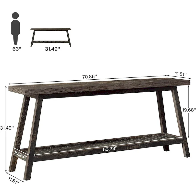 Extra Long Console Entryway Table, 70.9 Inches Console Table