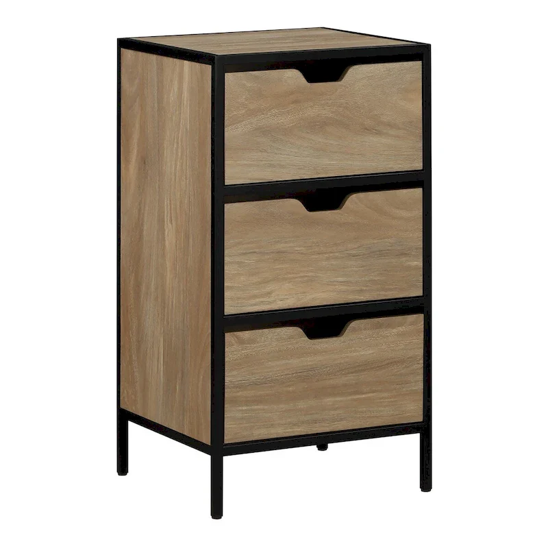 Oak / White 3-Drawer Storage Chest, 1-Person Use