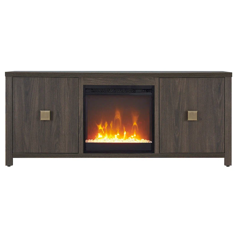 TV Stand with Electric Fireplace - Gray/Black/Brown, 58