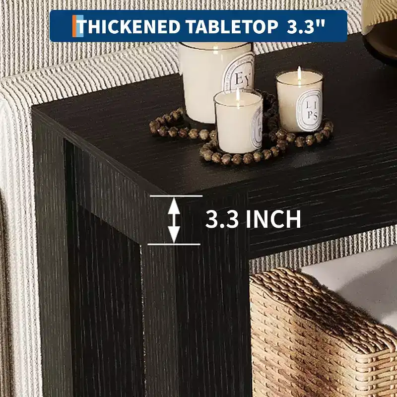 63 Inch 2-Tier Farmhouse Console Table, Reinforced Stable Long Narrow Entryway Sofa Table for Living Room & Hallway