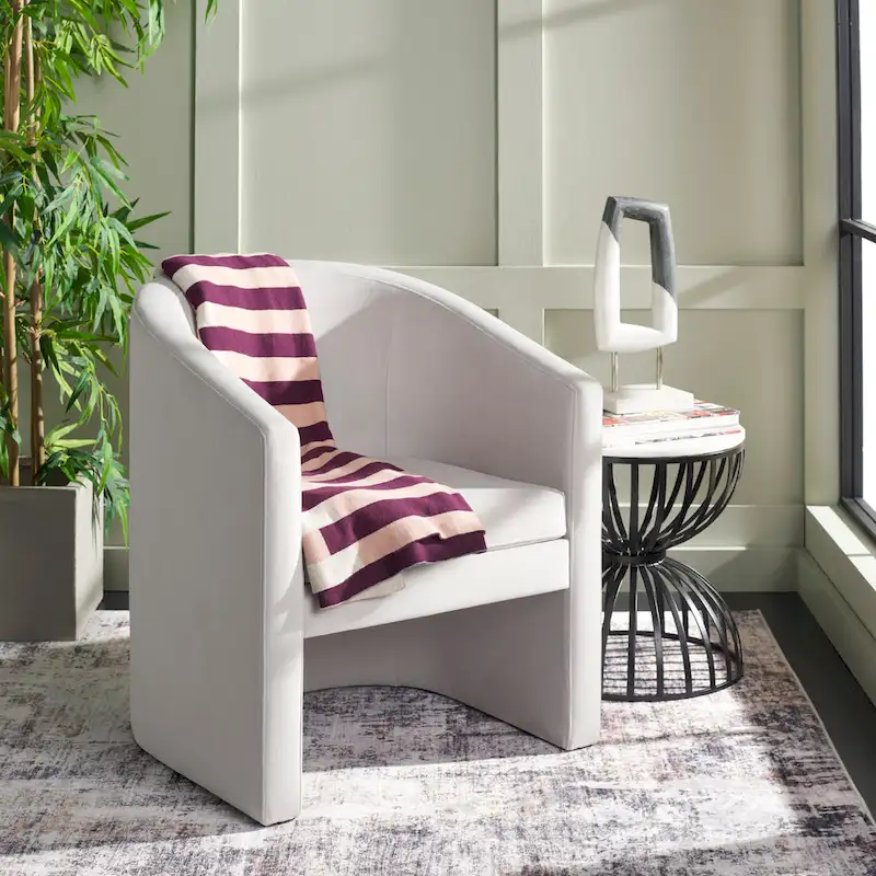 SAFAVIEH Theodosia Barrel Back Accent Chair (Fully Assembled) - W24 x D24 x H30 - 24Wx24Dx30H